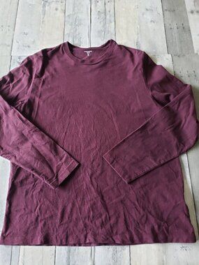Amazon Essentials Women's Wine Colored 100% Cotton Long Sleeved T Shirt - Size L